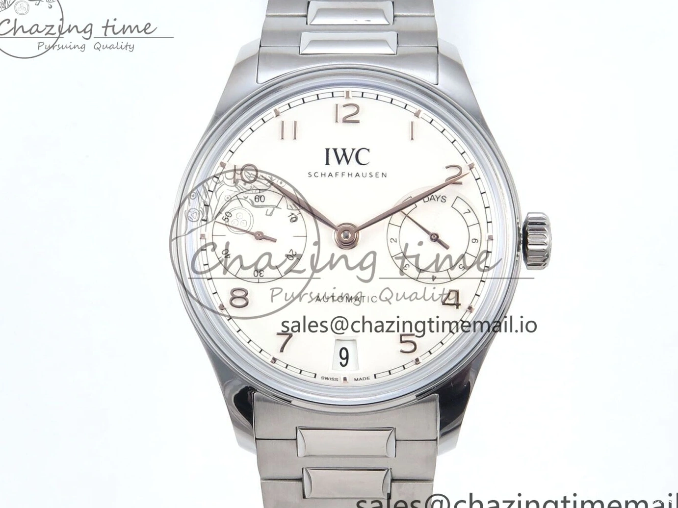 MIROTIME 0324 Portugieser Auto IWC0562A APSF 1:1 Best Edition White RG Dial on SS Bracelet A Unique 6991